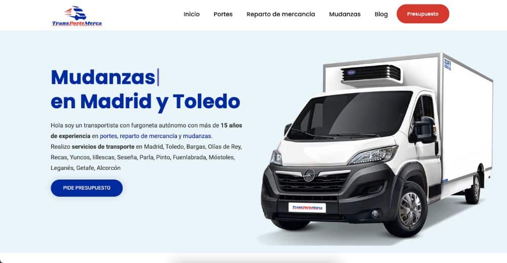 Página web hecha en WordPress - Transportes Merca