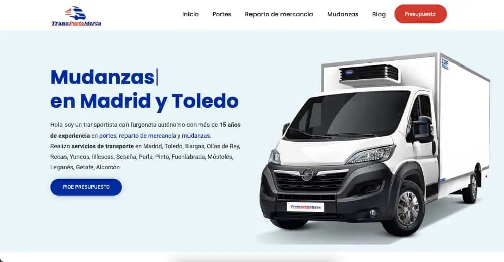 Página web hecha en WordPress - Transportes Merca